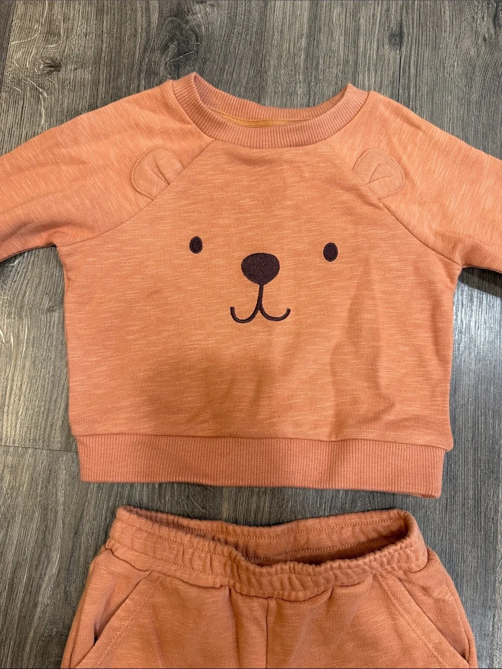 Cat & Jack Orange Bear Face Pajama Set